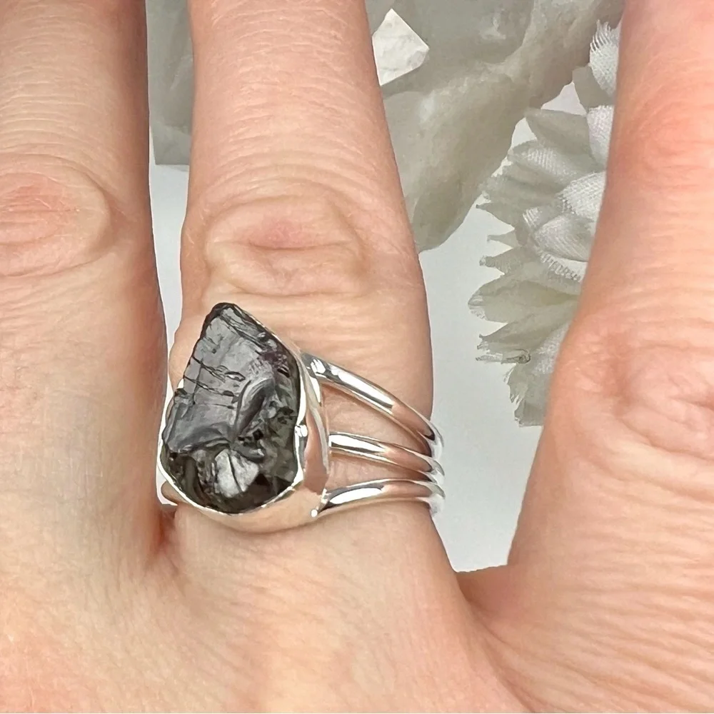 Rough Garnet Ring Size 7 Solid Sterling Silver 925 Chunky Handmade - Picture 6 of 11